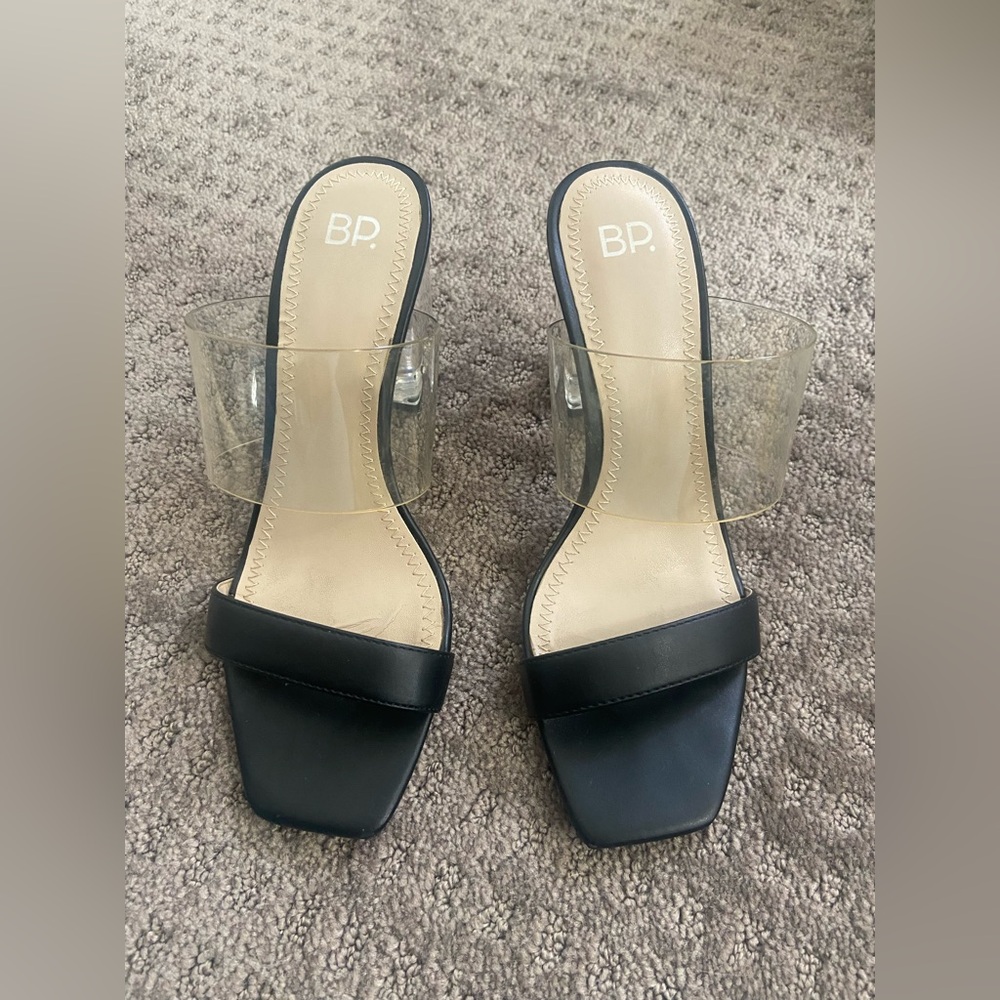 Nordstrom BP. Black and Clear Slide Mules